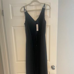 WHBM Black Pleated Maxi Dress, Size 10